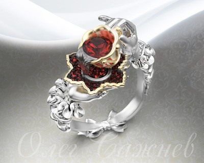 'Tea Ceremony' Gold Ring with Rubies and Diamonds