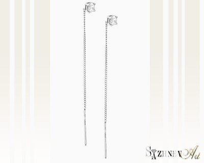 Серьги из белого золота с цирконием. Артикул CH214-c030w