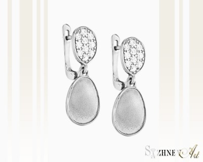 White Gold Cubic Zirconia Earrings, Item CH136-c093w