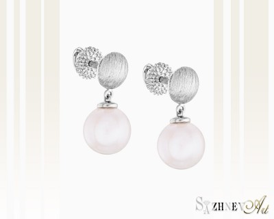 Pearl White Gold Earrings, Item CH230-c154w