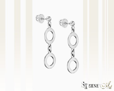 Серьги из белого золота без камней. Артикул CH196-c194(2w)
