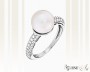 White Gold Cubic Zirconia and Pearl Ring, It. CH091-k357w