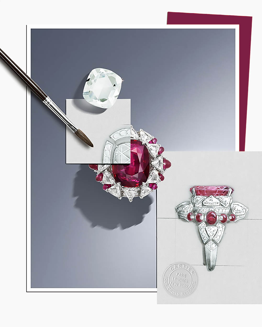 Эскиз кольца Phaan от Cartier с High Jewelry дизайном Эскиз кольца Phaan от Cartier с High Jewelry дизайном