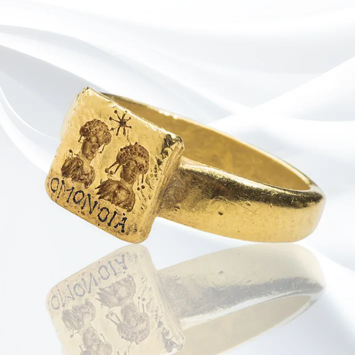 Золотое брачное (помолвочное) кольцо. Византия, VI-VII век