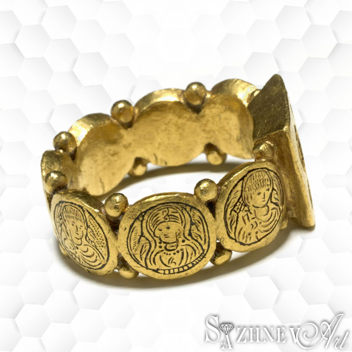 Обручка-печатка із золота, з релігійним (християнським) дизайном. Рання Візантія. V століття н.е.